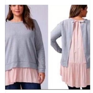 Lane Bryant Grey Sweat Shirt with Peach Under Layer Size 18/20